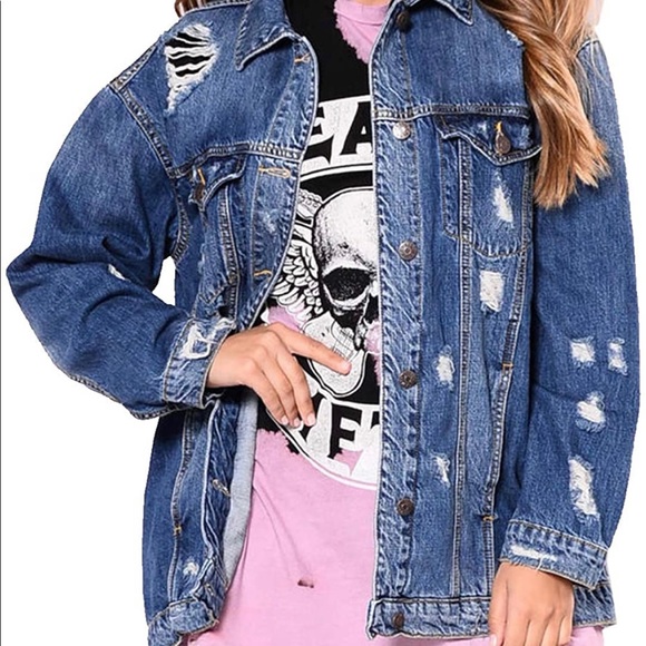 SOMTHRON Jackets & Blazers - SOMTHRON Women's Distressed Denim Jean Jacket